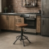 Taburete giratorio ajustable vintage industrial con respaldo Crewi Back Venta