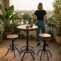 Mesa alta vintage industrial redonda ajustable para bar cocina Girus Venta