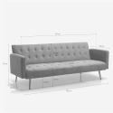 Sofá cama clic clac moderno de 3 plazas de terciopelo con patas doradas Caullae 