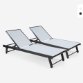 Stock 2 tumbonas para el jardín con ruedas ajustables de aluminio Rimini Promoción