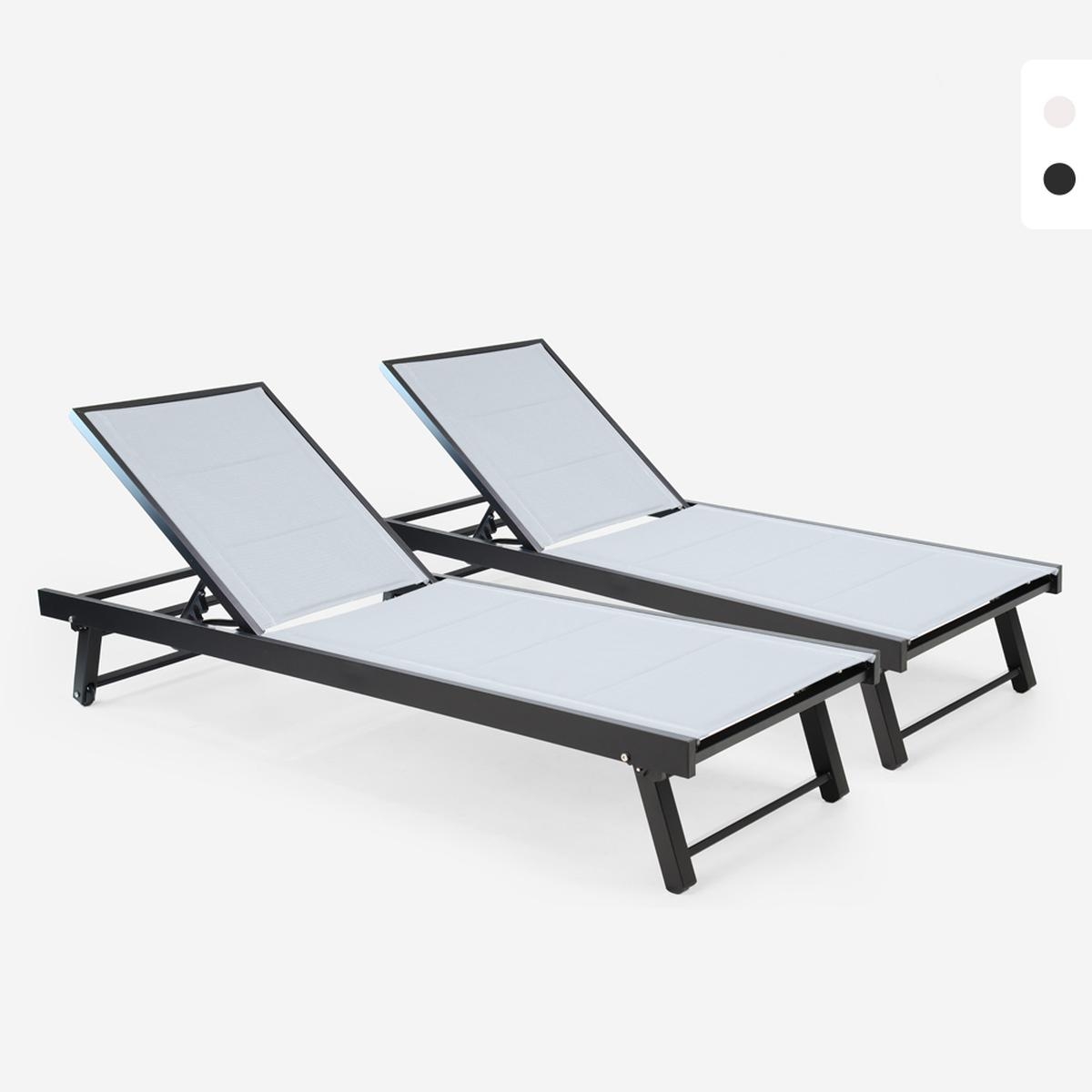 Stock 2 tumbonas para el jardín con ruedas ajustables de aluminio Rimini