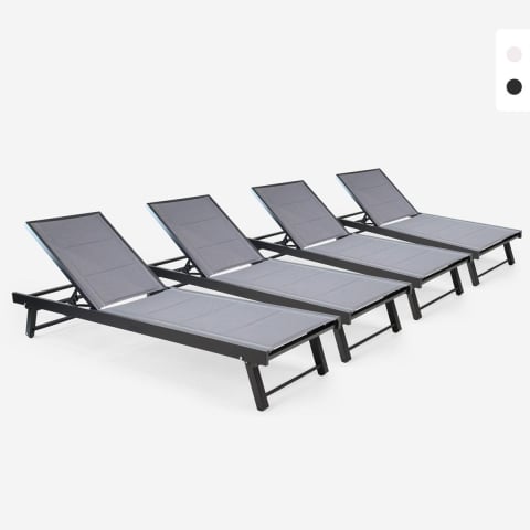 Stock 4 tumbonas para jardín y piscina de aluminio con ruedas Rimini Promoción