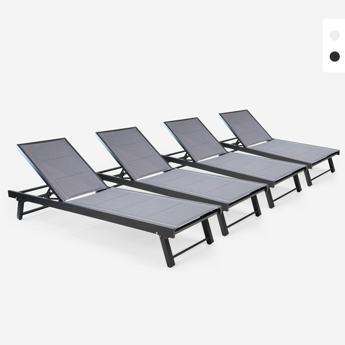 Stock 4 tumbonas para jardín y piscina de aluminio con ruedas Rimini Promoción Stock 4 tumbonas para jardín y piscina de aluminio con ruedas Rimini Promoción