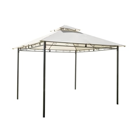 Gazebo de jardín de hierro 3x3 color ecru antracita Illinois Promoción