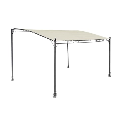 Pérgola de pared de hierro 3x4 m para exteriores Kansas Promoción