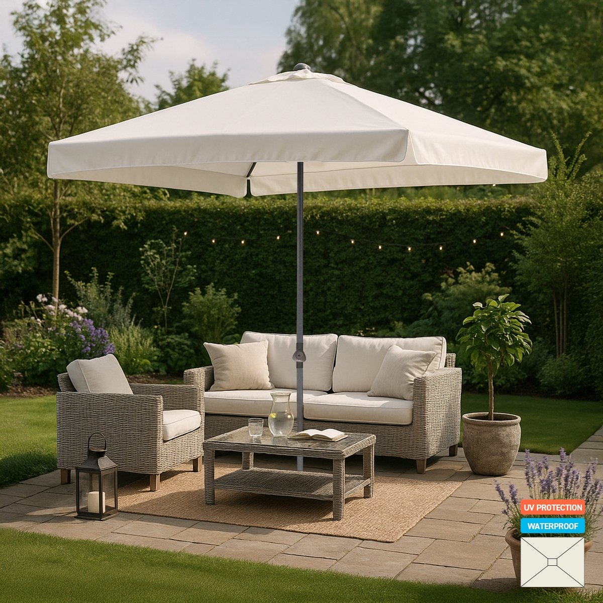 Sombrilla para jardín y terraza de aluminio rectangular Eden 3x2m Bar/Restaurante Promoción Sombrilla para jardín y terraza de aluminio rectangular Eden 3x2m Bar/Restaurante Promoción
