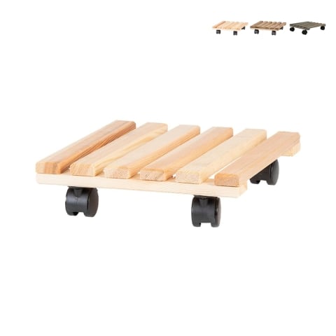 Carro cuadrado de madera para macetas con ruedas Promoción