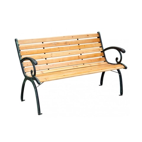 Banco de jardín de madera y hierro fundido 2 plazas Real Promoción