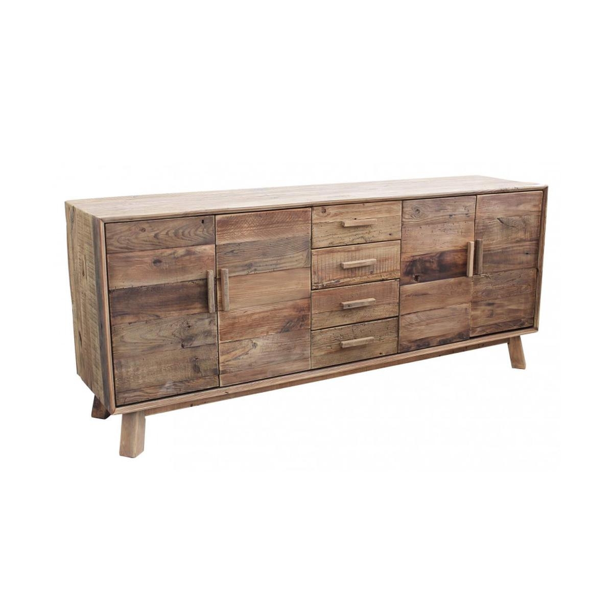 Aparador de madera de pino reciclado con 4 cajones Heron