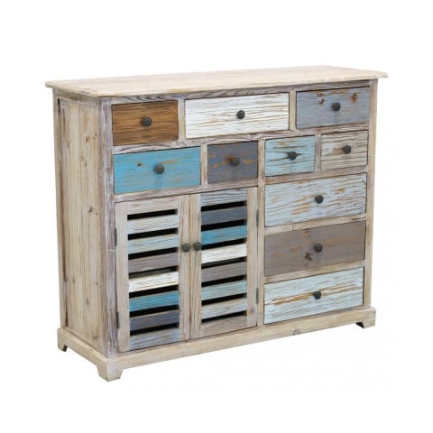 Cómoda aparador shabby chic de madera multicolor Greg Promoción