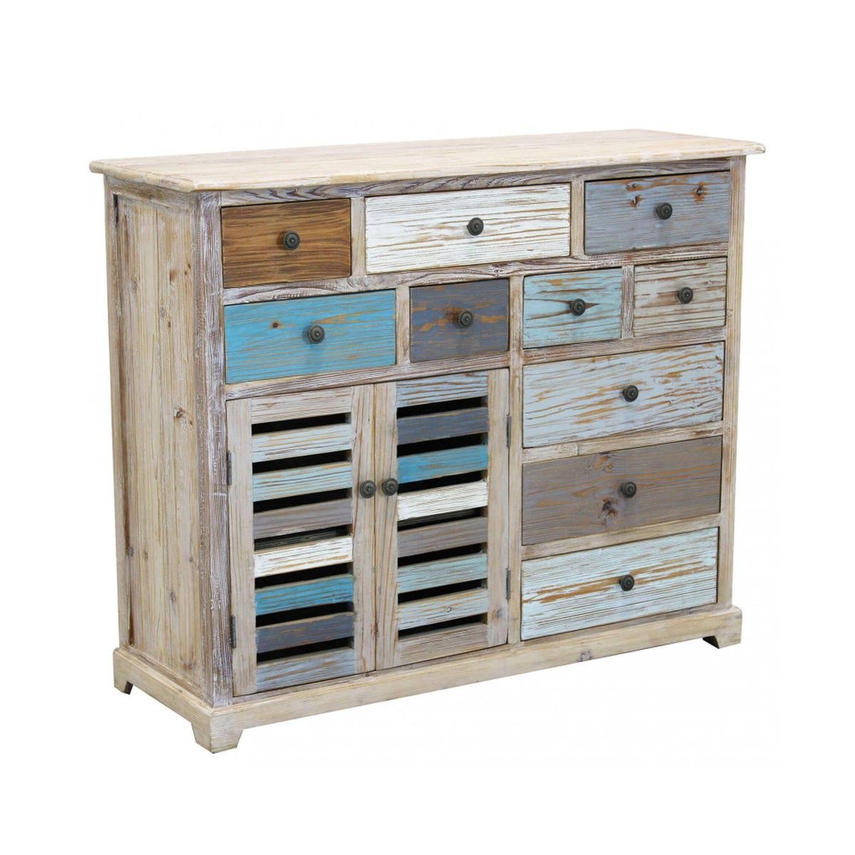 Cómoda aparador shabby chic de madera multicolor Greg Promoción Cómoda aparador shabby chic de madera multicolor Greg Promoción