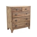 Cómoda de madera natural para dormitorio 5 cajones Farley Promoción