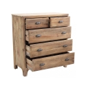 Cómoda de madera natural para dormitorio 5 cajones Farley Venta