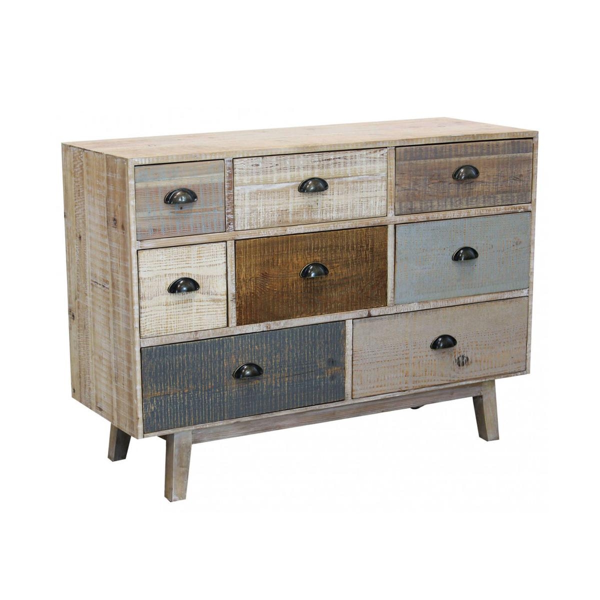 Cómoda de madera de colores con 8 cajones estilo shabby chic Donald