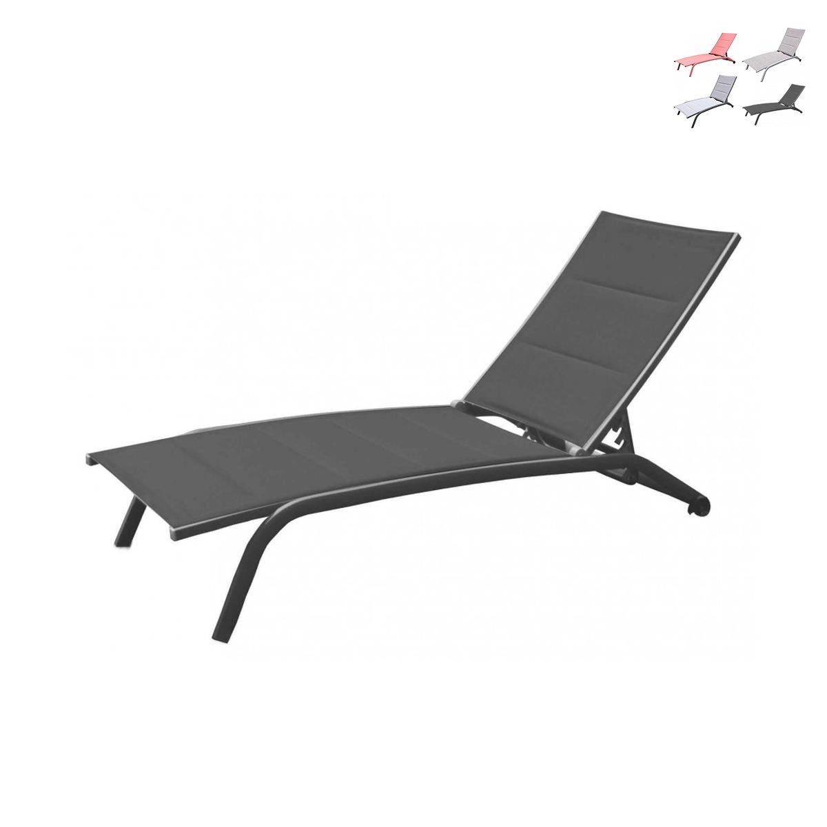 Tumbona de jardín de aluminio con ruedas apilable Itaca Descueto Tumbona de jardín de aluminio con ruedas apilable Itaca Descueto