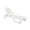 Tumbona de jardín para piscina de polipropileno blanco con ruedas Zanzibar Promoción