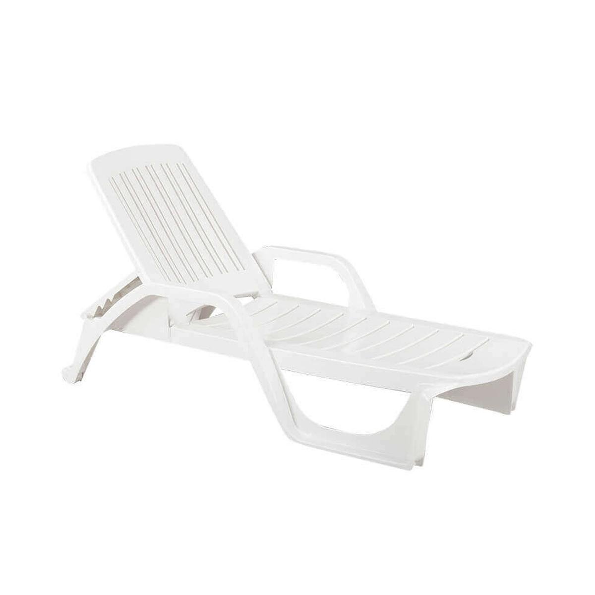 Tumbona de jardín para piscina de polipropileno blanco con ruedas Zanzibar Promoción Tumbona de jardín para piscina de polipropileno blanco con ruedas Zanzibar Promoción