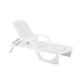 Tumbona de jardín para piscina de polipropileno blanco con ruedas Zanzibar Promoción
