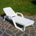Tumbona de jardín para piscina de polipropileno blanco con ruedas Zanzibar Venta