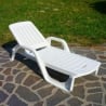 Tumbona de jardín para piscina de polipropileno blanco con ruedas Zanzibar Venta