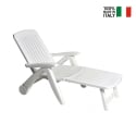 Tumbona plegable de jardín blanca de plástico con ruedas Cancun Oferta