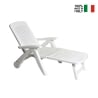 Tumbona plegable de jardín blanca de plástico con ruedas Cancun Oferta