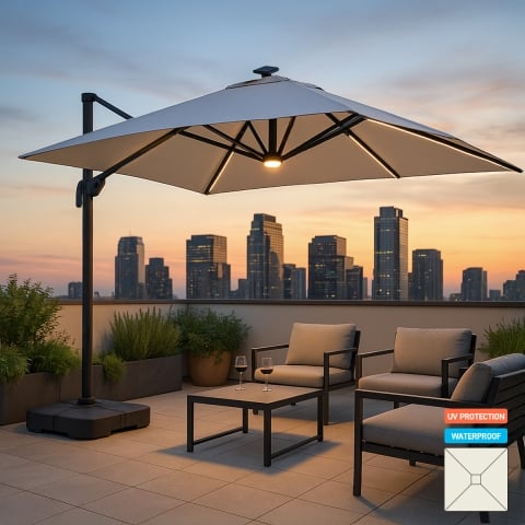 Sombrilla con luz solar LED...