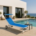 Tumbona con Ruedas Aluminio Jardín Playa Piscina Alabama Descueto