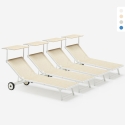4 Tumbonas con Ruedas Aluminio Playa Patio Piscina Alabama Stock 4 Piezas Promoción