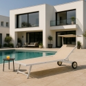4 Tumbonas con Ruedas Aluminio Playa Patio Piscina Alabama Stock 4 Piezas Rebajas