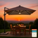 Sombrilla con luz solar LED 3x3 de aluminio Paradise Brown Light Promoción