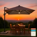 Sombrilla con luz solar LED 3x3 de aluminio Paradise Brown Light Promoción