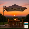 Sombrilla con luz solar LED 3x3 de aluminio Paradise Brown Light Promoción