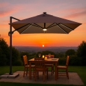 Sombrilla con luz solar LED 3x3 de aluminio Paradise Brown Light Rebajas