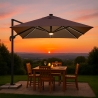 Sombrilla con luz solar LED 3x3 de aluminio Paradise Brown Light Rebajas