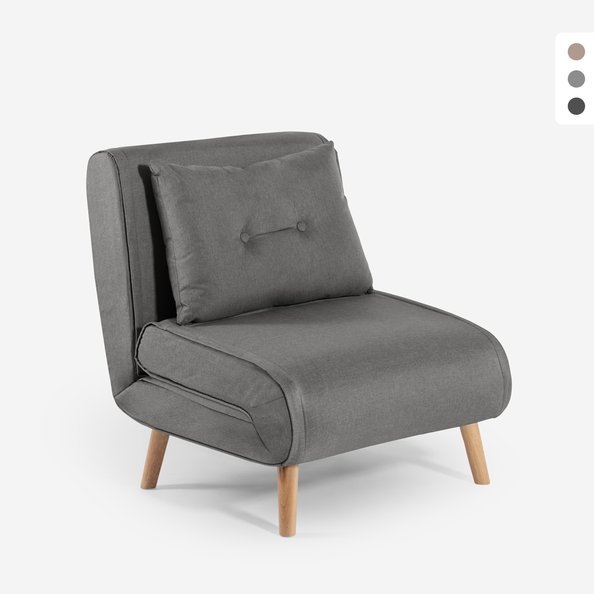Sillón cama plegable de tela con patas de madera Miriam