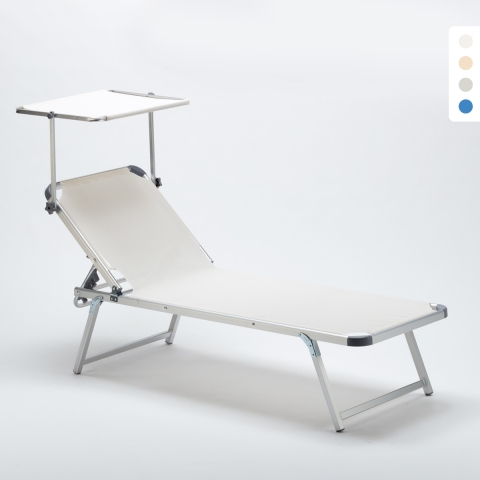 Tumbona de Aluminio para Playa con Toldo Ajustable Nettuno Promoción