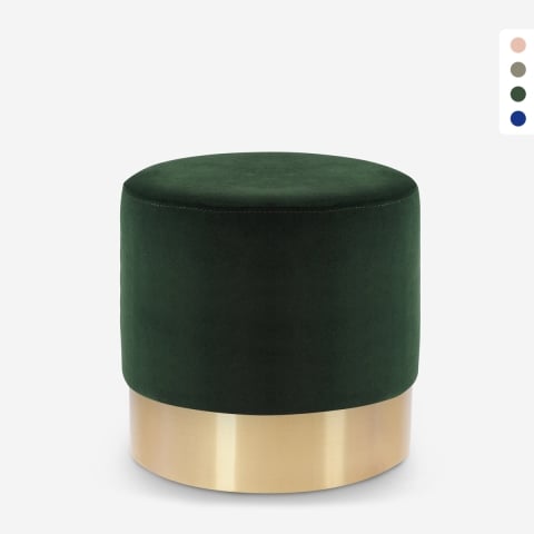 Puf reposapiés taburete bajo acolchado redondo diseño terciopelo Rossetto Promoción