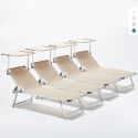 4 Tumbonas de Aluminio para Playa con Toldo Ajustable Nettuno Promoción