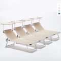 4 Tumbonas de Aluminio para Playa con Toldo Ajustable Nettuno Promoción