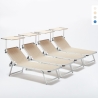 4 Tumbonas de Aluminio para Playa con Toldo Ajustable Nettuno Promoción