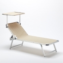 4 Tumbonas de Aluminio para Playa con Toldo Ajustable Nettuno 