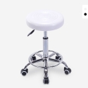 Taburete con ruedas asiento de polipiel giratorio esteticista oficina Nabu Promoción