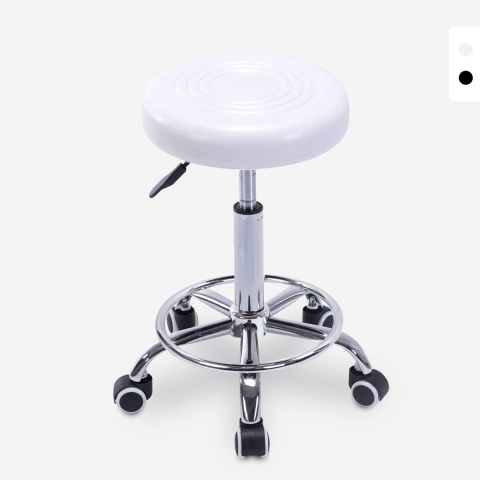 Taburete con ruedas asiento de polipiel giratorio esteticista oficina Nabu Promoción