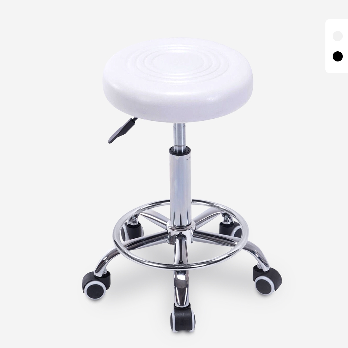 Taburete con ruedas asiento de polipiel giratorio esteticista oficina Nabu