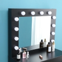 Tocador maquillaje negro con bombillas LED espejo taburete Gaia Black Compra