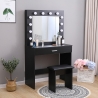 Tocador maquillaje negro con bombillas LED espejo taburete Gaia Black Catálogo