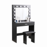 Tocador maquillaje negro con bombillas LED espejo taburete Gaia Black Rebajas