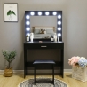 Tocador maquillaje negro con bombillas LED espejo taburete Gaia Black Elección