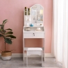 Tocador de Maquillaje con espejo y taburete para dormitorio Flora Características